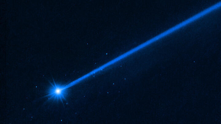 A handout photograph taken on December 19, 2022 showing an image of the asteroid Dimorphos nearly four months after it was impacted by NASA’s DART mission. Credit: Space Telescope Science Institute, E