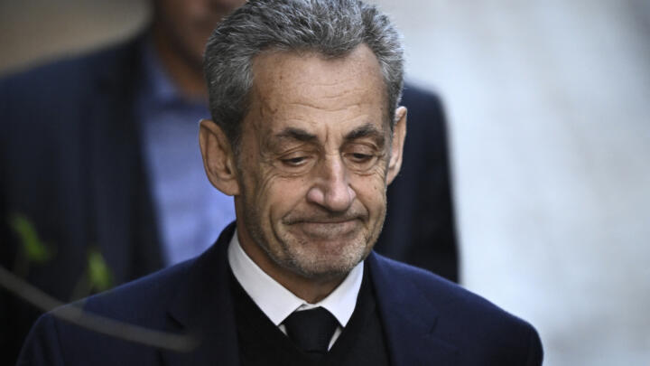 France's former president Nicolas Sarkozy leaves his residence  in Paris, on October 21, 2025.