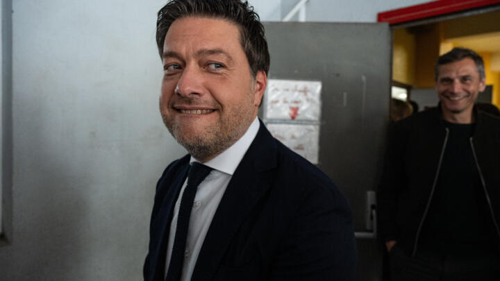 Marseille's incumbent mayor Benoît Payan leaves the polling station after voting during the second round of France's municipal elections.