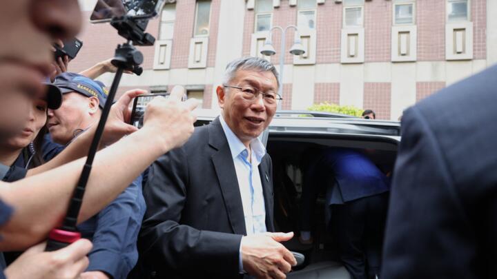Taiwan's former Taipei mayor and 2024 presidential candidate Ko Wen-je leaves the Taipei District Court in Taipei 