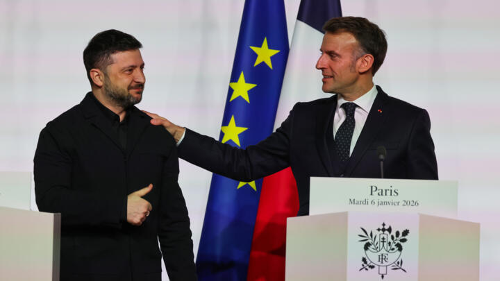 Archive photo of French President Emmanuel Macron and Ukraine's President Volodymyr Zelensky at the Elysee Palace in Paris on January 6, 2026