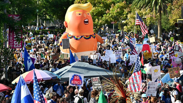 The “No Kings” protest in Los Angeles on October 18, 2025.