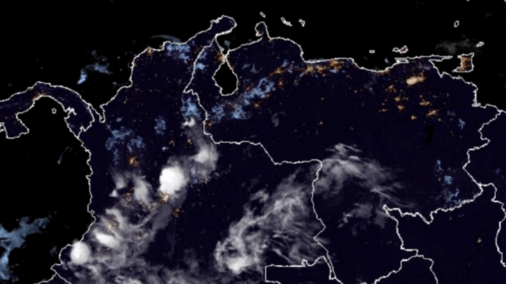 Satellite image of Venezuela at night.