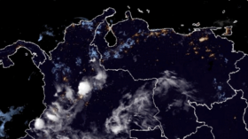 Satellite image of Venezuela at night.